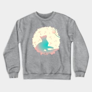 Playful Kitten Dandelion Color Silhouette Crewneck Sweatshirt